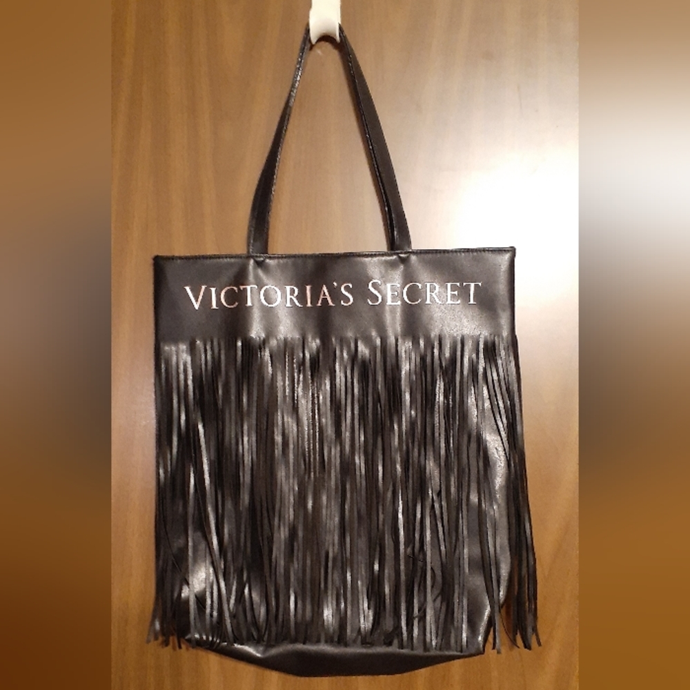 Black leather Victoria secret tote bag